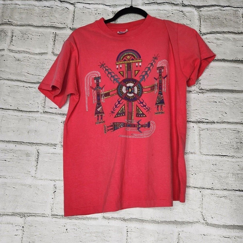 Vintage 90s Beefy T Aztec Indian Single Stitch Graphic Tee T-Shirt Size M VTG